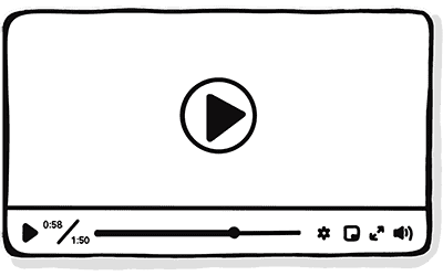 An video player with the play buttons, elapsed and total time text, timeline slider, and the 'options', 'change view', 'fullscreen', and 'volume' buttons.